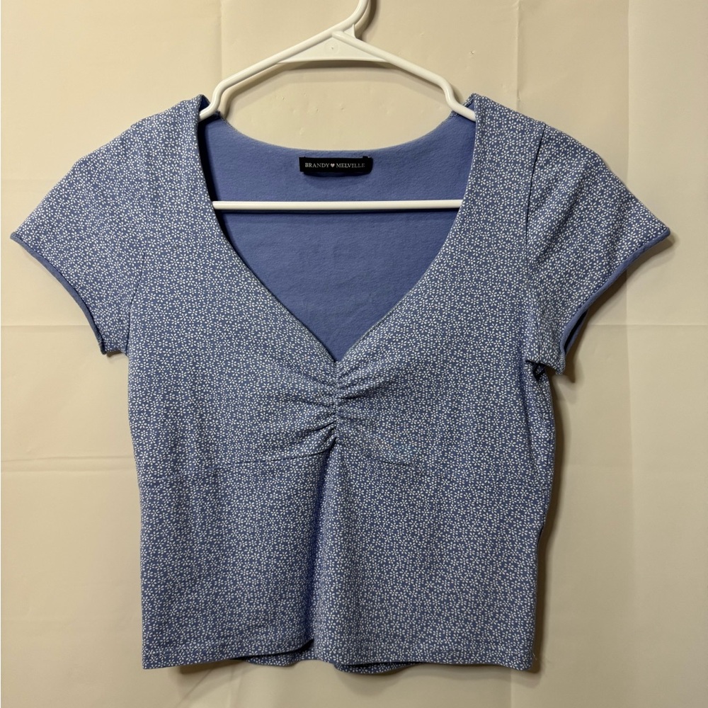 Brandy Melville Floral V-Neck Tee